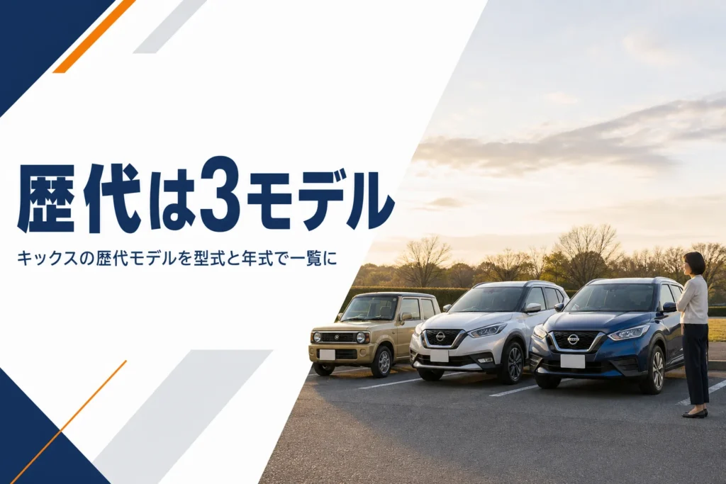 キックスの歴代モデルが並ぶイメージ