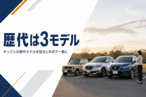 キックスの歴代モデルが並ぶイメージ