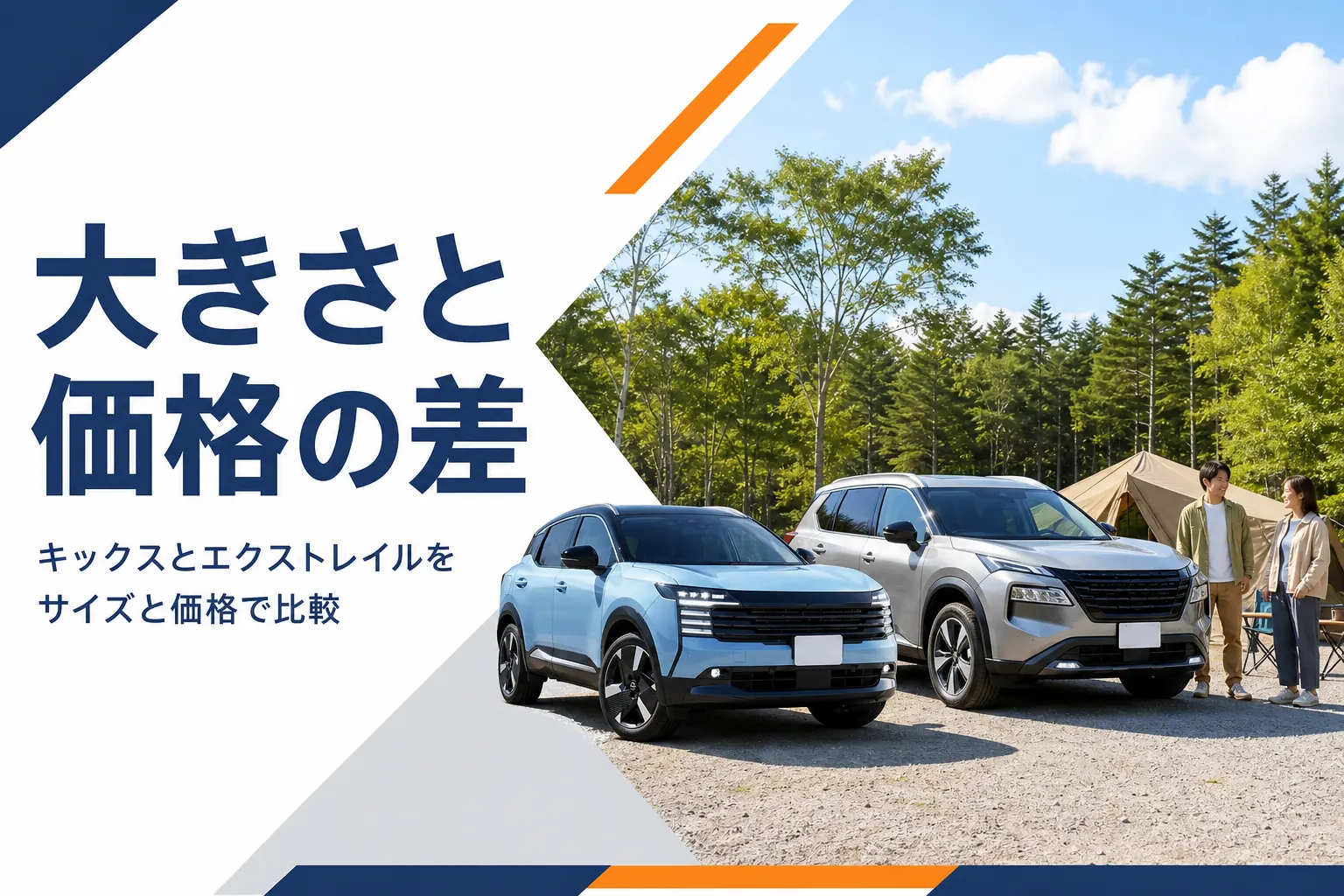 コンパクトSUVとミドルサイズSUVが並ぶイメージ