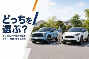 駐車場に並ぶ2台のコンパクトSUVのイメージ